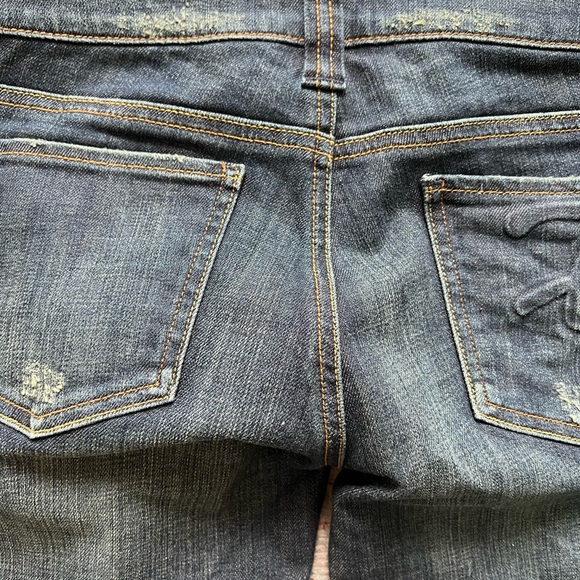 Guess Low Bootcut Distressed Dark Wash Jeans - Picture 6 of 8